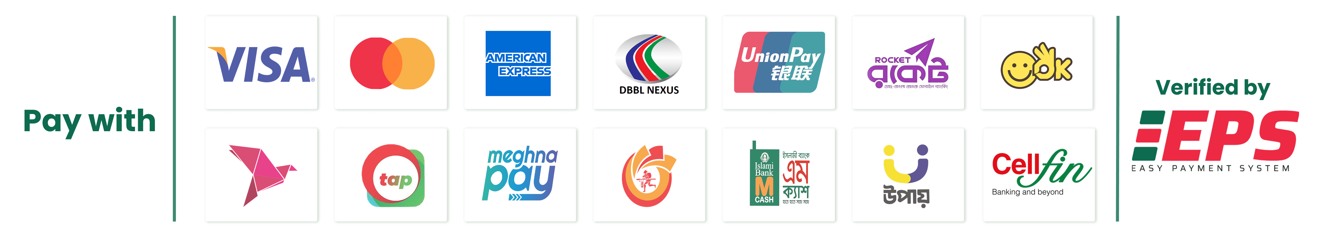 Supported payment methods verified by EPS
